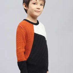 Monte Carlo Boys Rust & Black Wool Blend Self Sweater image 3