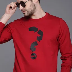 WROGN Men Red Printed Sweatshirt-image-25