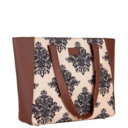ZOUK Beige Printed Large Tote Handbag image 4
