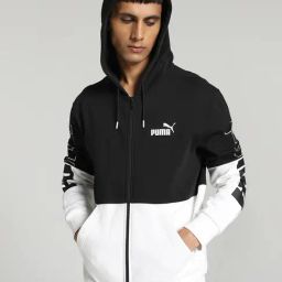 Puma Cool Black Regular Fit Colour Block Hooded Sweatshirt-13