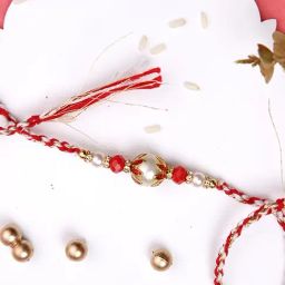 Aapno Rajasthan White & Red Twisted Rakhi with a Pearl-image-18