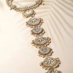 Karatcart Gold Plated Kundan & Pearl Bridal Wedding Hair Braid Choti for Women-picture-13