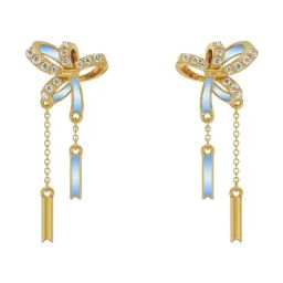 Emori 18k Yellow Gold & Diamond Charming Bow Tassel Drop Earrings-17