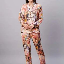 Drape in Vogue Nude Floral Pyjama Sets-picture-11