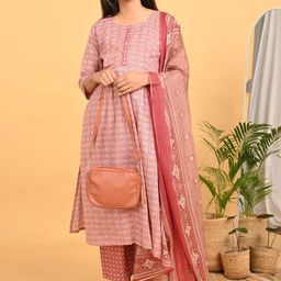 GOLDSTROMS Women Pure Cotton Maternity Kurta with Trousers & Dupatta-image-73