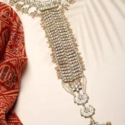 Karatcart Gold Plated Handcrafted Kundan Bridal Wedding Hair Braid Choti for Women-image-17