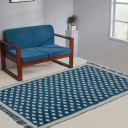 Fabindia Indigo Cotton Blend Printed Dhurrie-28