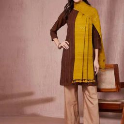 Fabindia Green Wool Blend Embroidery Stole-image-27