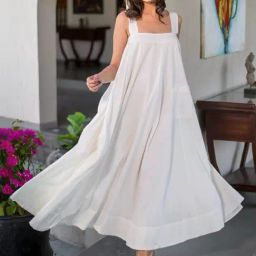 Label Shaurya Sanadhya White Cotton Pocket Gown-image-43
