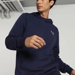 Puma Blue Cotton Regular Fit Hooded Sweatshirt-35