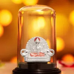 Zavya Sacred Brilliance 999 Silver Ganesh Ji Idol with Rhodium Radiance-image-69