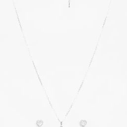 Clara 925 Silver Platinum Plated Swiss Zirconia Zilvia Heart Solitaire Pendant Earrings Chain Necklace Jewellery Set for Women & Girls-image-26
