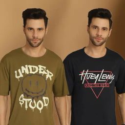 Vimal Jonney Black & Green Regular Fit Printed T-Shirt-image-75