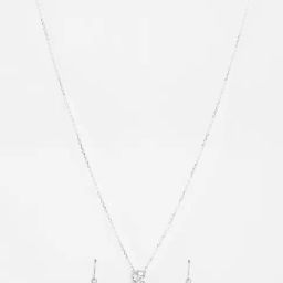 Clara 925 Silver Platinum Plated Swiss Zirconia Gia Classic Solitaire Pendant Earrings Chain Necklace Jewellery Set for Women & Girls-image-77