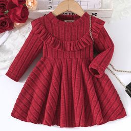 INCLUD Girls Cotton Fit & Flare Long Sleeves Dress-10