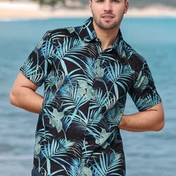 Enciger Men Standard Fit Spread Collar Floral Printed Casual Shirt-image-3