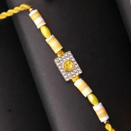 Aapno Rajasthan Yellow Smiley Studded Multistrand Rakhi-image-12