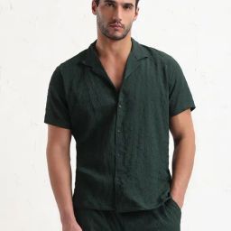 SHOW OFF Green Cotton Relaxed Fit Solid Co-Ords-image-72