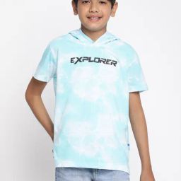 Lil Tomatoes Kids Sky Blue Tie and Dye T-Shirt-image-1