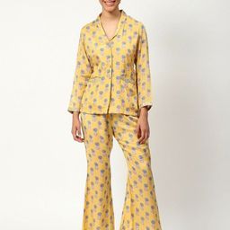 Moda Rapido Floral Printed Pure Cotton V-Neck Top With Trousers-picture-14