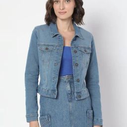 Vero Moda Blue Cotton Solid Full Sleeves Jacket-image-83