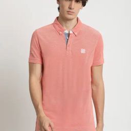 The Bear House Peach Cotton Regular Fit Polo T-Shirt-image-19