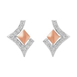 Emori 18k Rose Gold & Diamond Geometric Grace Stud Earrings-image-1