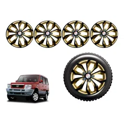 Auto Pearl GoRv45_R Press Type Car Wheel Cover with Retention Ring 381 mm(15 Inch) Glossy Black, Gold for Tata Sumo Victa (Set of 4)-picture-43