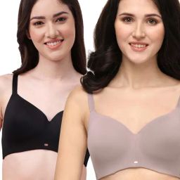 Soie Black & Grey Non-Wired Full Coverage T-Shirt Bra - Pack of 2-73