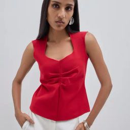 Wardrobe by Westside Red Pleated Top-image-45