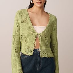 NEXT Knitted Pure Cotton Crop Cardigan-image-54