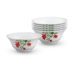 Larah by Borosil White Hazel Opalware 6 Piece Bowls Set (210 ml)-32