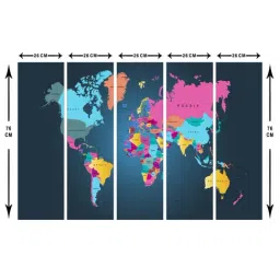 999Store Multicolor World Map Art 5 Frame MDF Paintings image 5