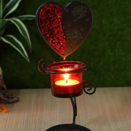 Aapno Rajasthan Red & Black Iron Candle Holder-5