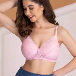 Clovia Pink & White Non Wired Padded Full Coverage Bra-picture-2
