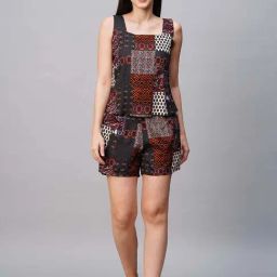 Drape in Vogue Black Print Short Sets-image-89
