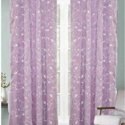 Aura Purple 2 Pieces Floral Embroidered Door Curtains-picture-7