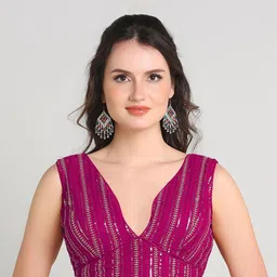 HERE&NOW Embroidered Sleeveless Saree Blouse-picture-24