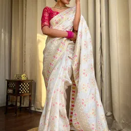 ZIKARAA Woven Design Zari Pure Silk Saree-26