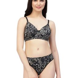 Cukoo Black Printed Everyday Bra Panty Set-picture-13