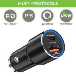 UltraProlink UM1160 125W Car Fast Charger with Type C 45W PD/PPS and USB-A 80W SuperVooc (Black)-0