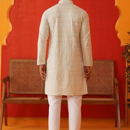 Jompers Men Embroidered Regular Sequinned Kurta with Pyjamas image 3
