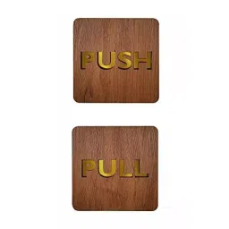 Sunsigns 4x4 Inch Brown Wood Thickness Push Pull Signage Sign Board-image-6