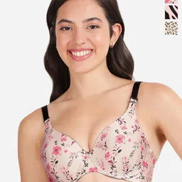 shyaway Pack Of 3 Printed Medium Coverage Lightly Padded T-shirt Bras With All Day Comfort-picture-2