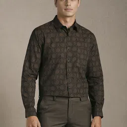 Louis Philippe Men Ethnic Motifs Printed Spread Collar Pure Cotton Formal Shirt-picture-48