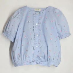 Cherry Crumble By Nitt Hyman Kids Blue Cotton Floral Print Top-image-43
