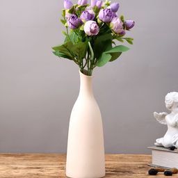 TAYHAA Sandstone Grace Off-White Matte Ceramic Bottle-Shaped Flower Vase-25