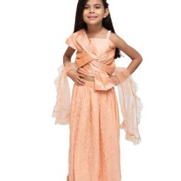 Fairies Forever Kids Peach Embroidery Lehenga Choli With Dupatta-image-1