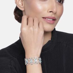 Estele Rhodium-Plated Infinity Bracelet with Blue Crystals for Women-39