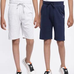 Lil Tomatoes Boys Navy & Grey Solid Bermudas (Pack Of 2)-image-31